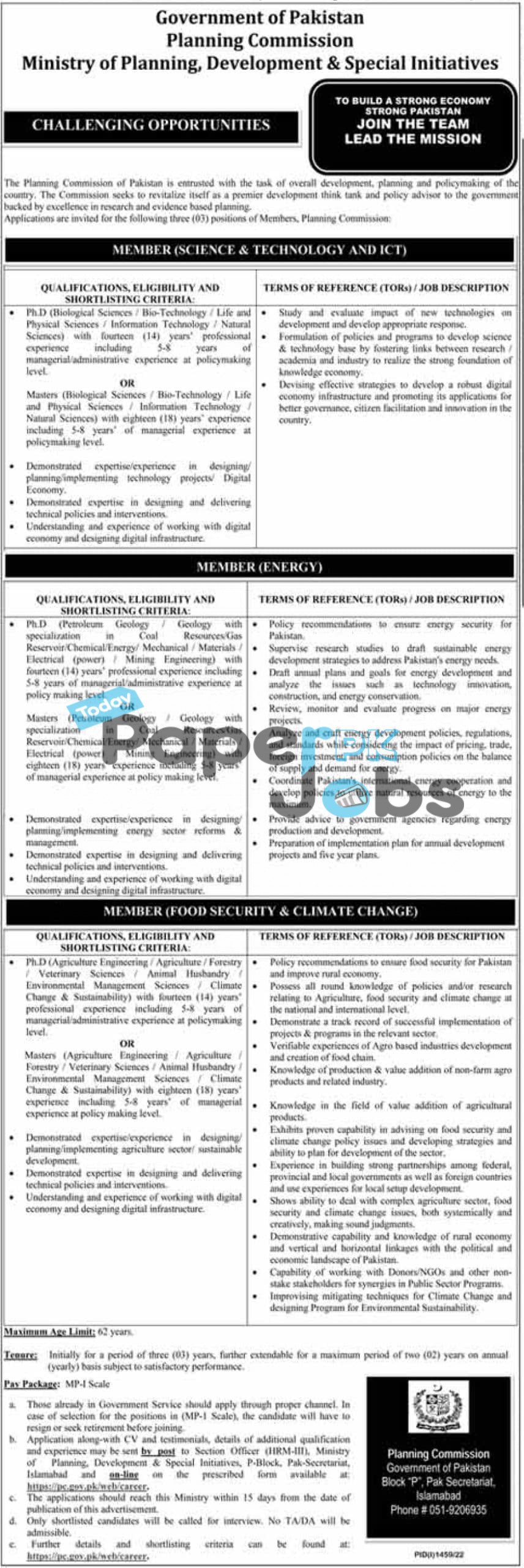 Planning Commission PC Jobs 2022 Fill Online at www.pc.gov.pk